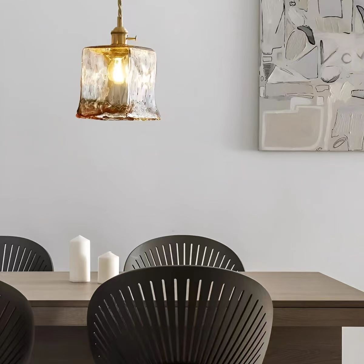 Nordic Vintage Brass Glass Pendant Light