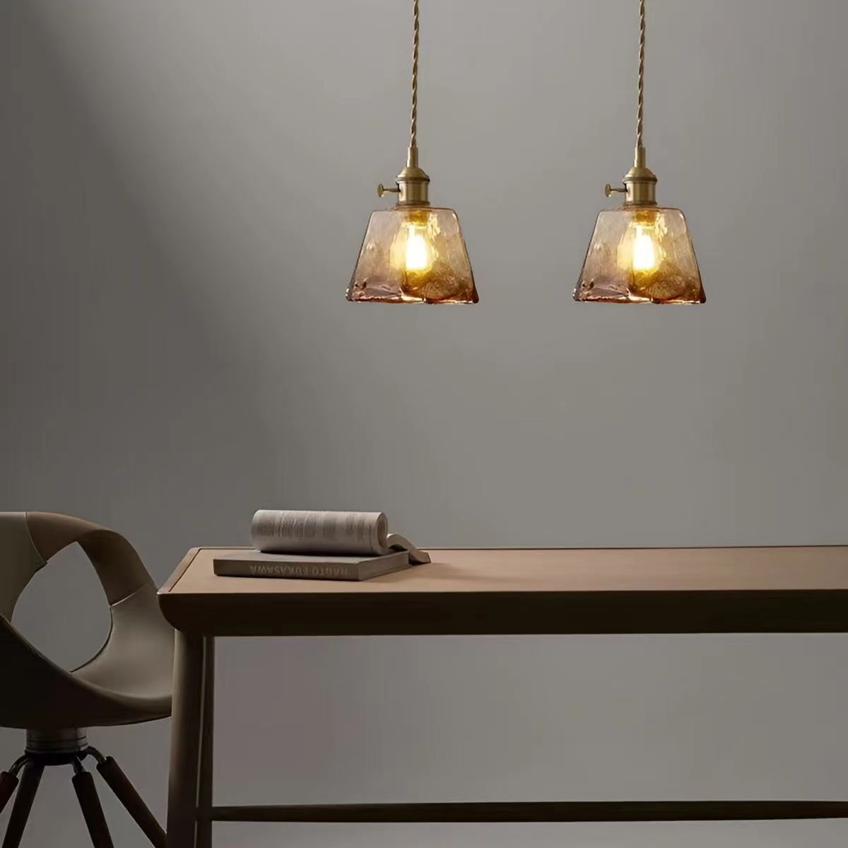 Nordic Vintage Brass Glass Pendant Light