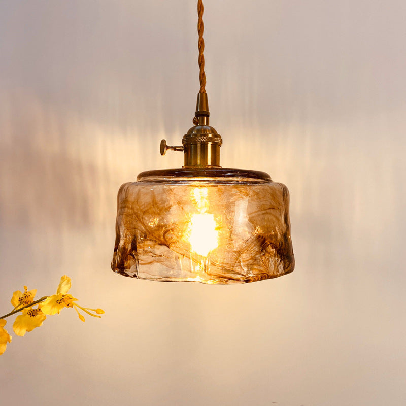 Nordic Vintage Brass Glass Pendant Light