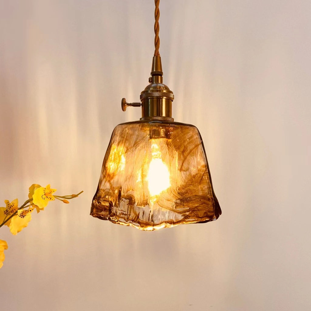 Nordic Vintage Brass Glass Pendant Light