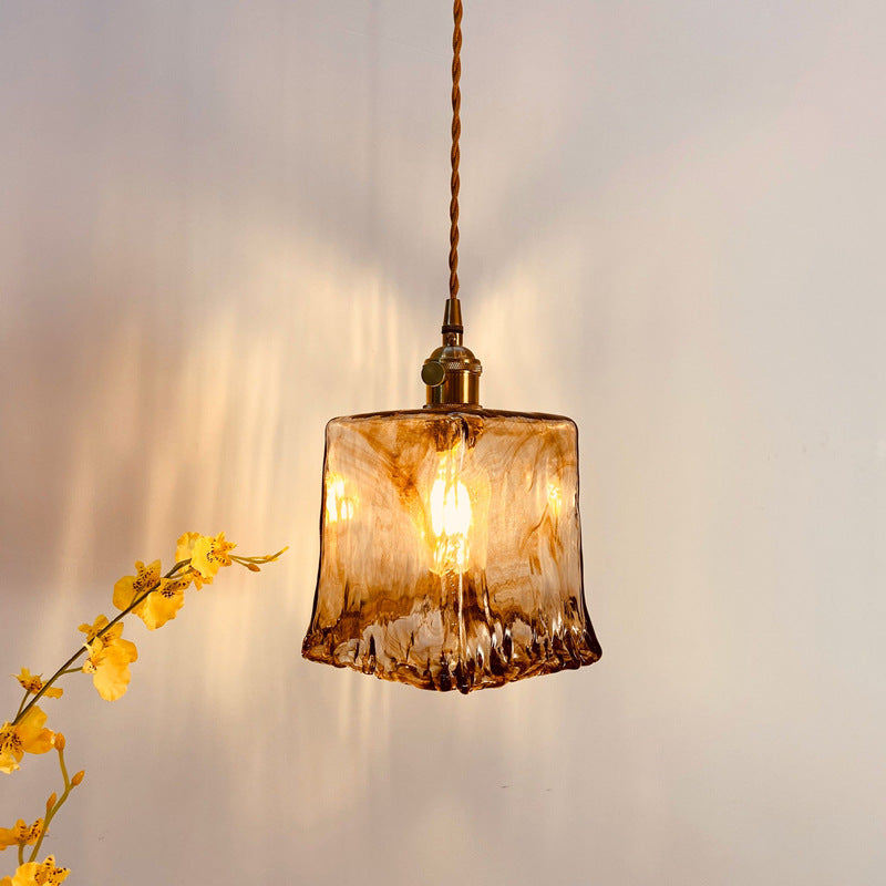 Nordic Vintage Brass Glass Pendant Light