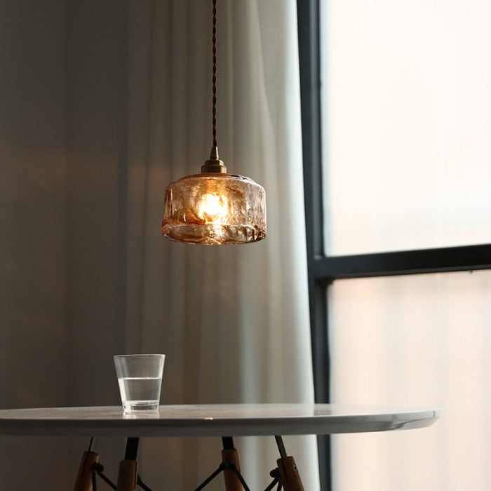 Nordic Vintage Brass Glass Pendant Light