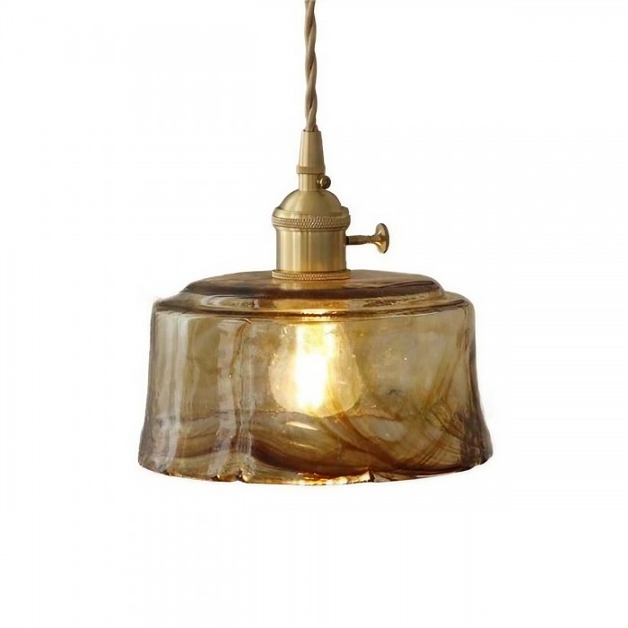 Nordic Vintage Brass Glass Pendant Light