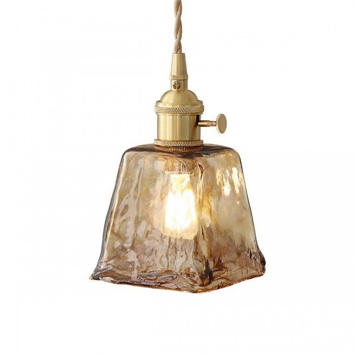 Nordic Vintage Brass Glass Pendant Light