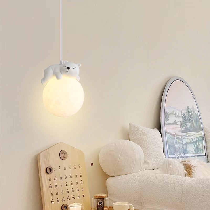 Nordic Cream Animal Spherical Pendant Light