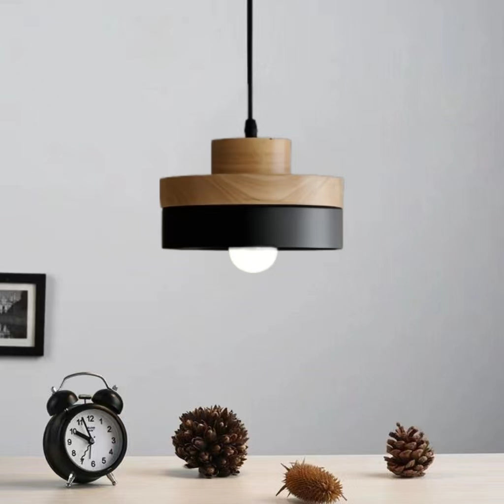 Nordic Two Tone Metal Wood Pendant Light