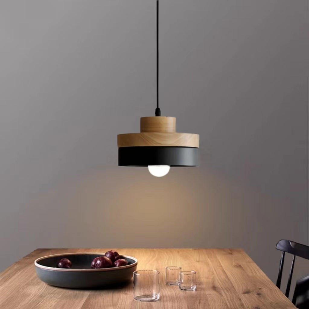 Nordic Two Tone Metal Wood Pendant Light