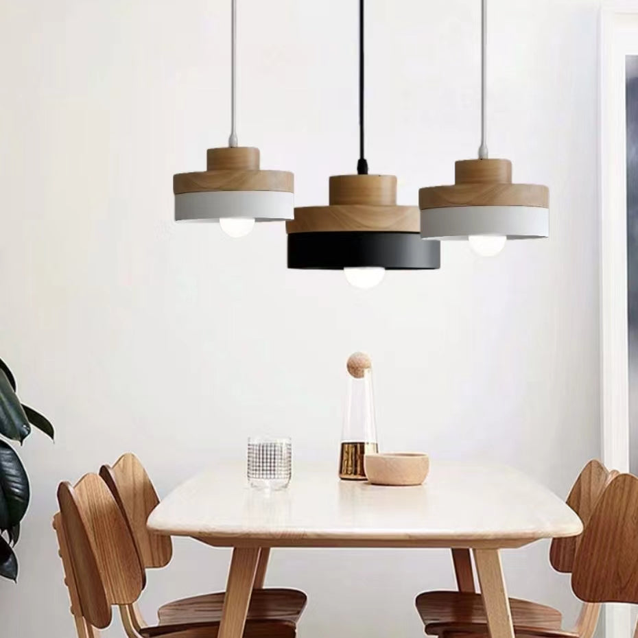 Nordic Two Tone Metal Wood Pendant Light