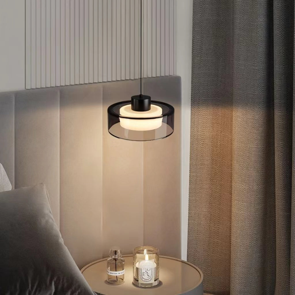 Italian Disc Smoke Grey Glass Pendant Light