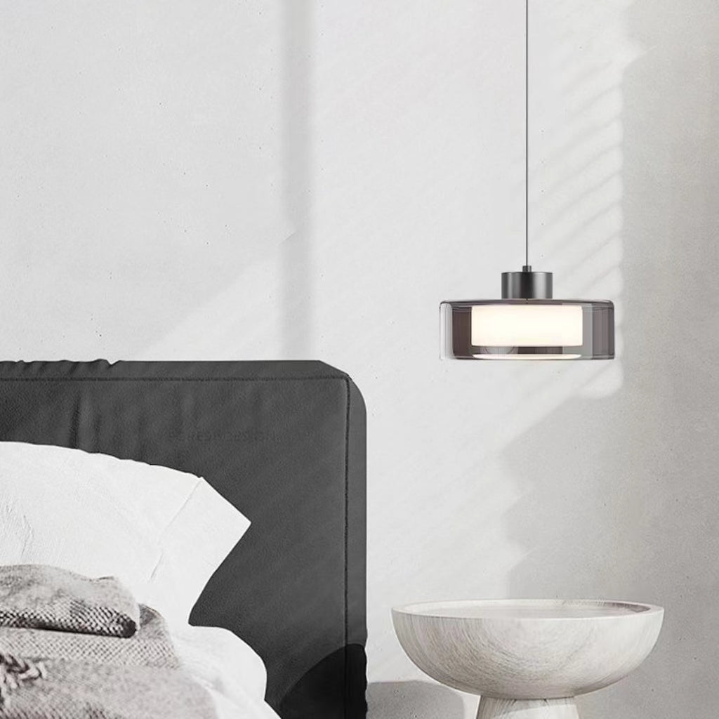 Italian Disc Smoke Grey Glass Pendant Light