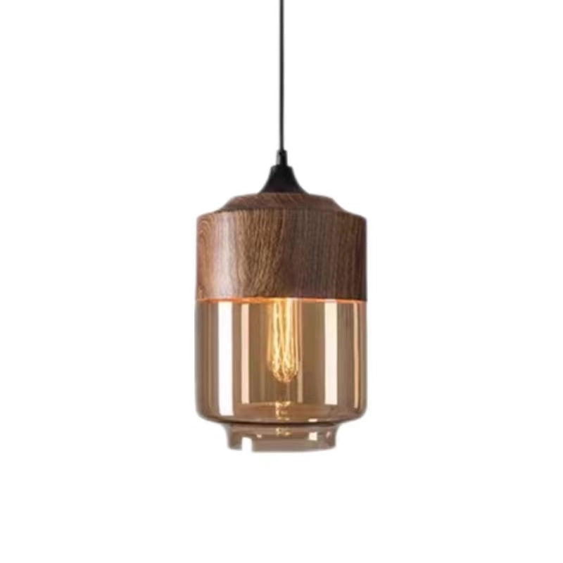Nordic Industrial Amber Glass Pendant Light