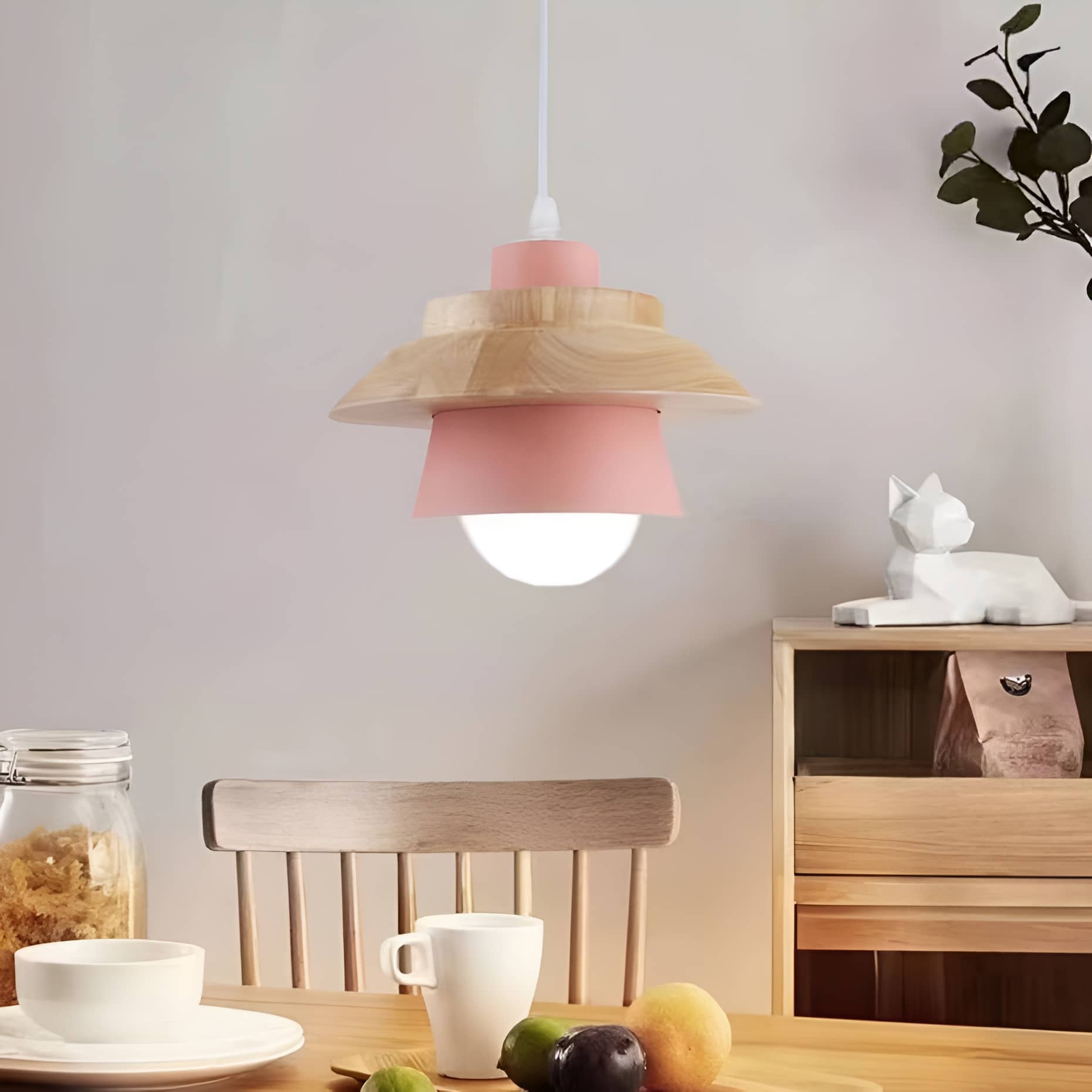Rustic Macaron Geometric Wooden Pendant Light