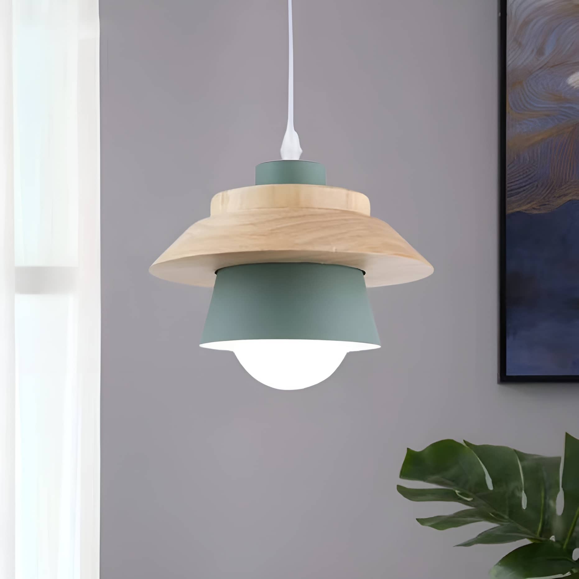 Rustic Macaron Geometric Wooden Pendant Light