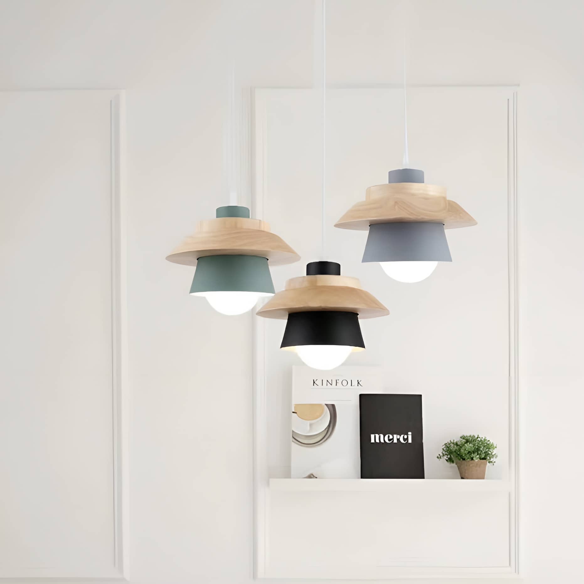 Rustic Macaron Geometric Wooden Pendant Light
