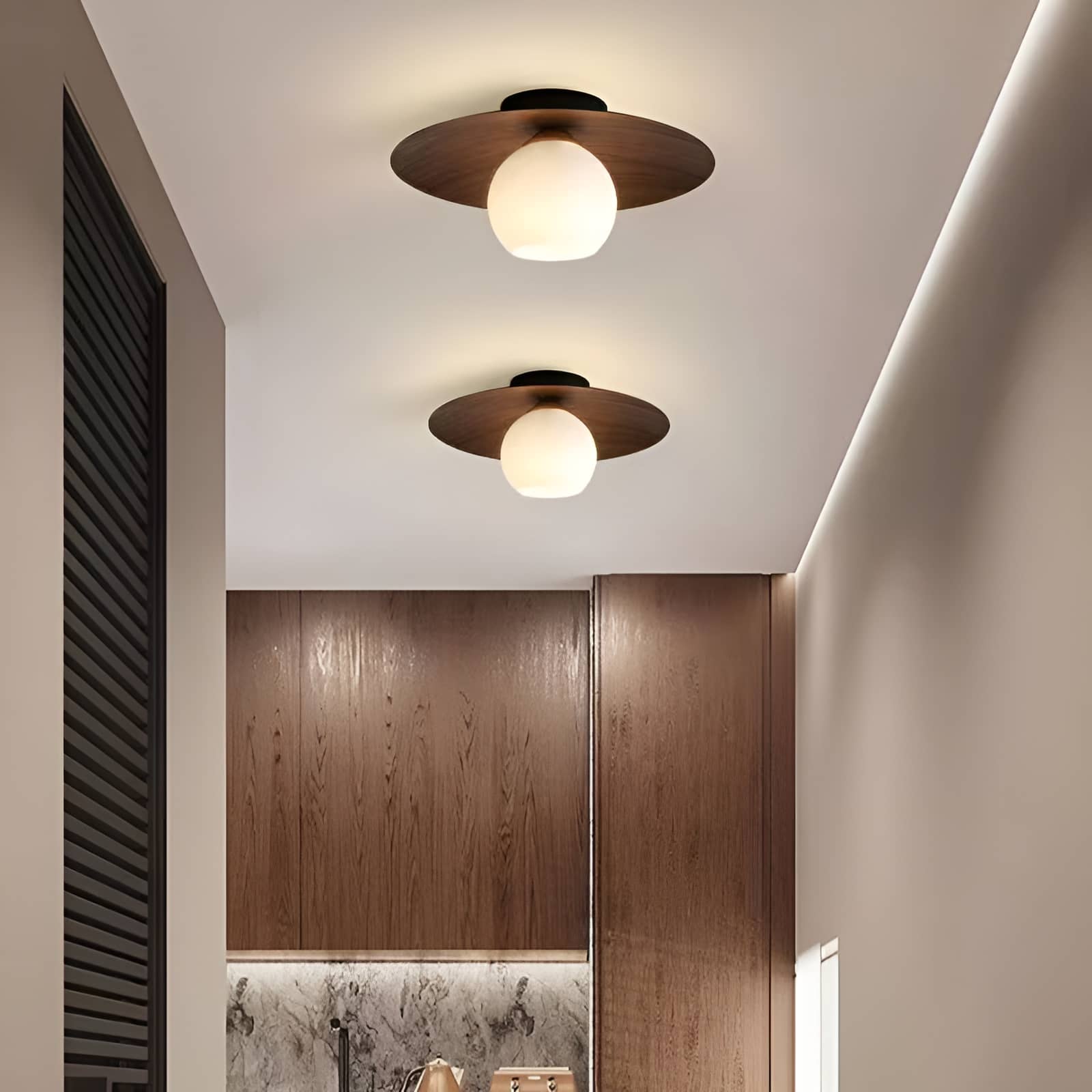 Japanese Style Disc Sphere Ceiling Light