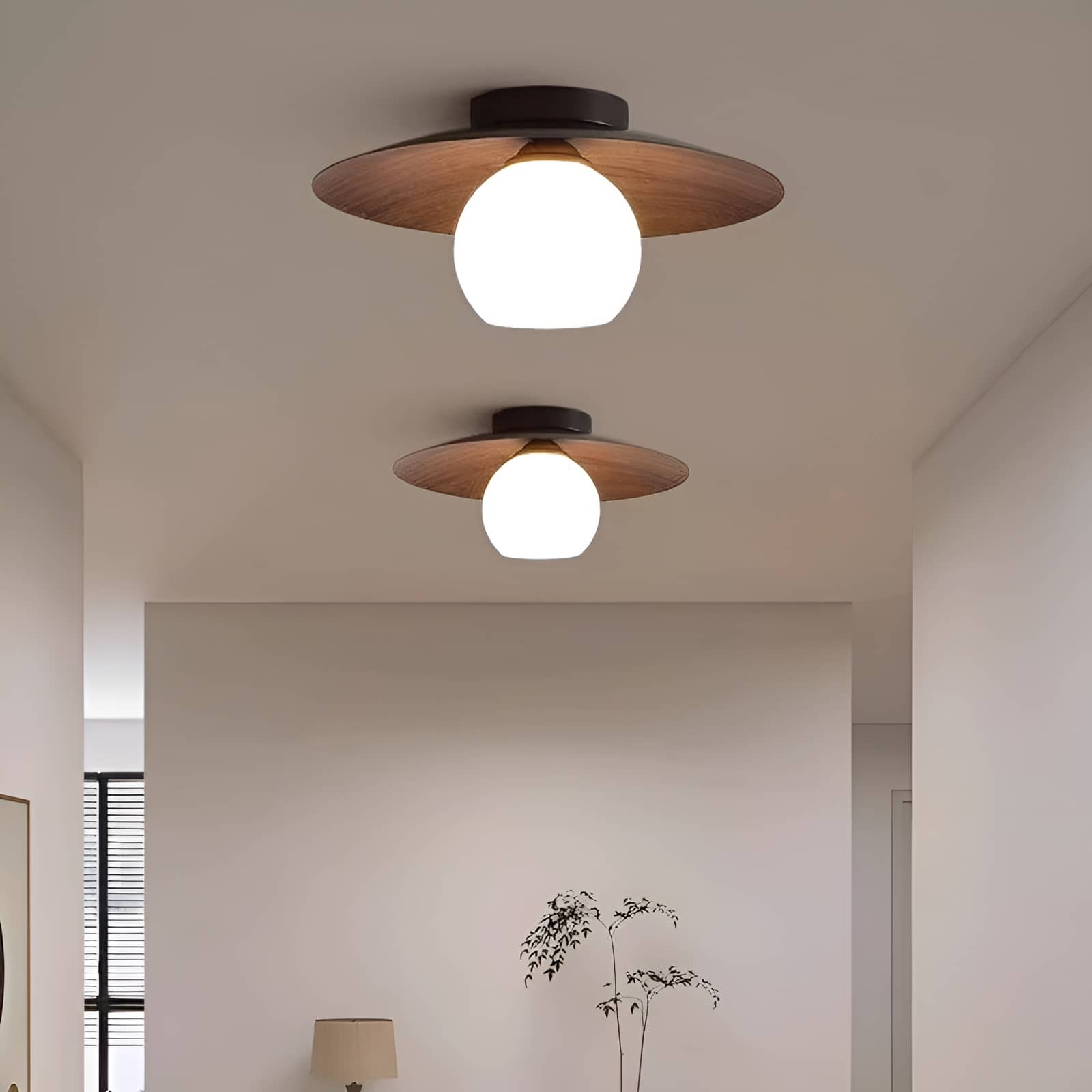 Japanese Style Disc Sphere Ceiling Light
