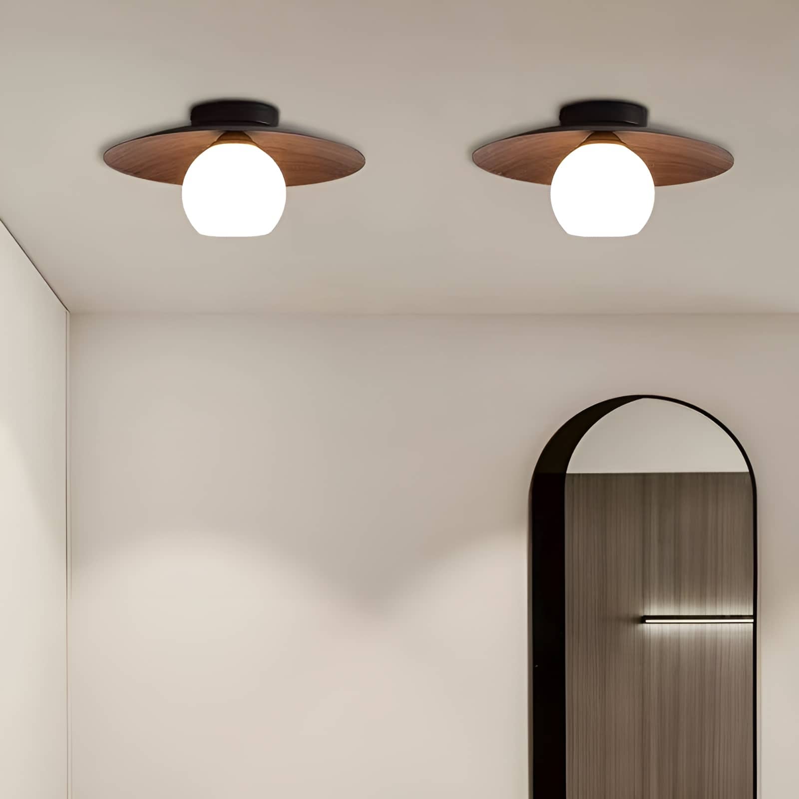 Japanese Style Disc Sphere Ceiling Light