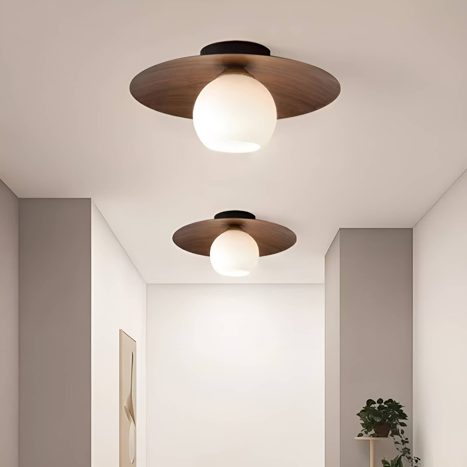 Japanese Style Disc Sphere Ceiling Light