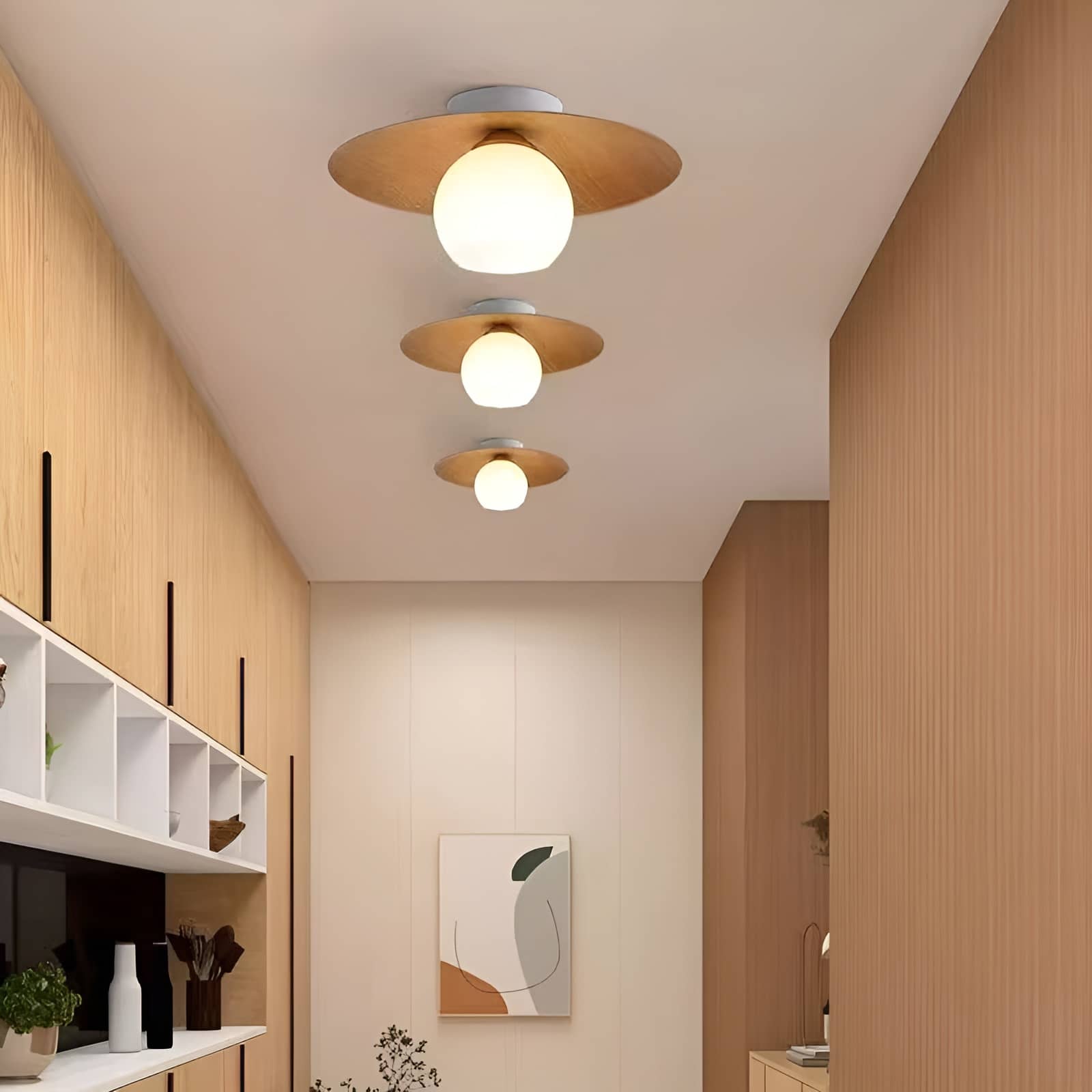 Japanese Style Disc Sphere Ceiling Light
