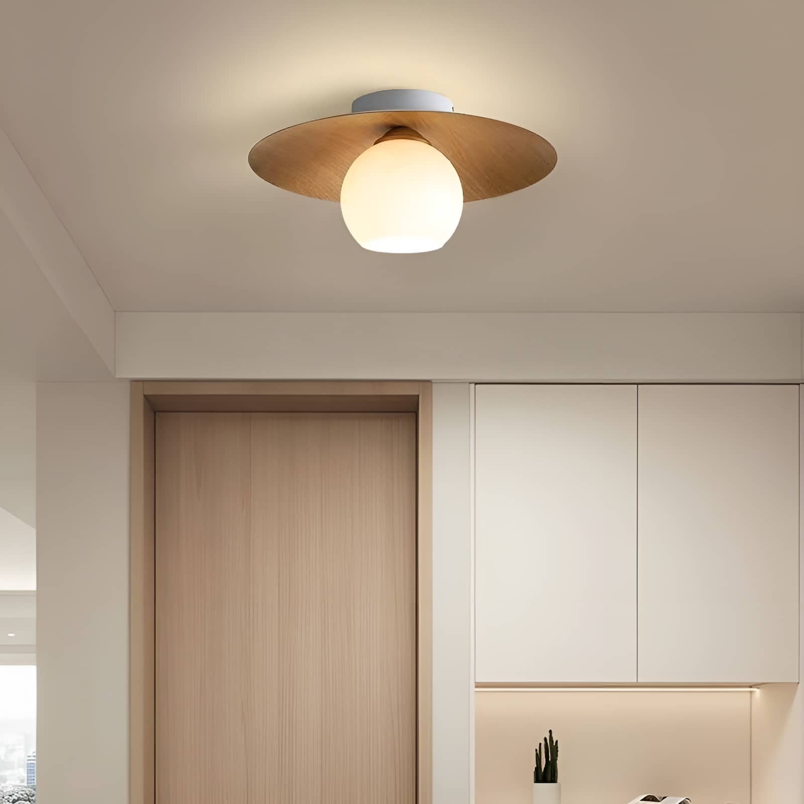 Japanese Style Disc Sphere Ceiling Light