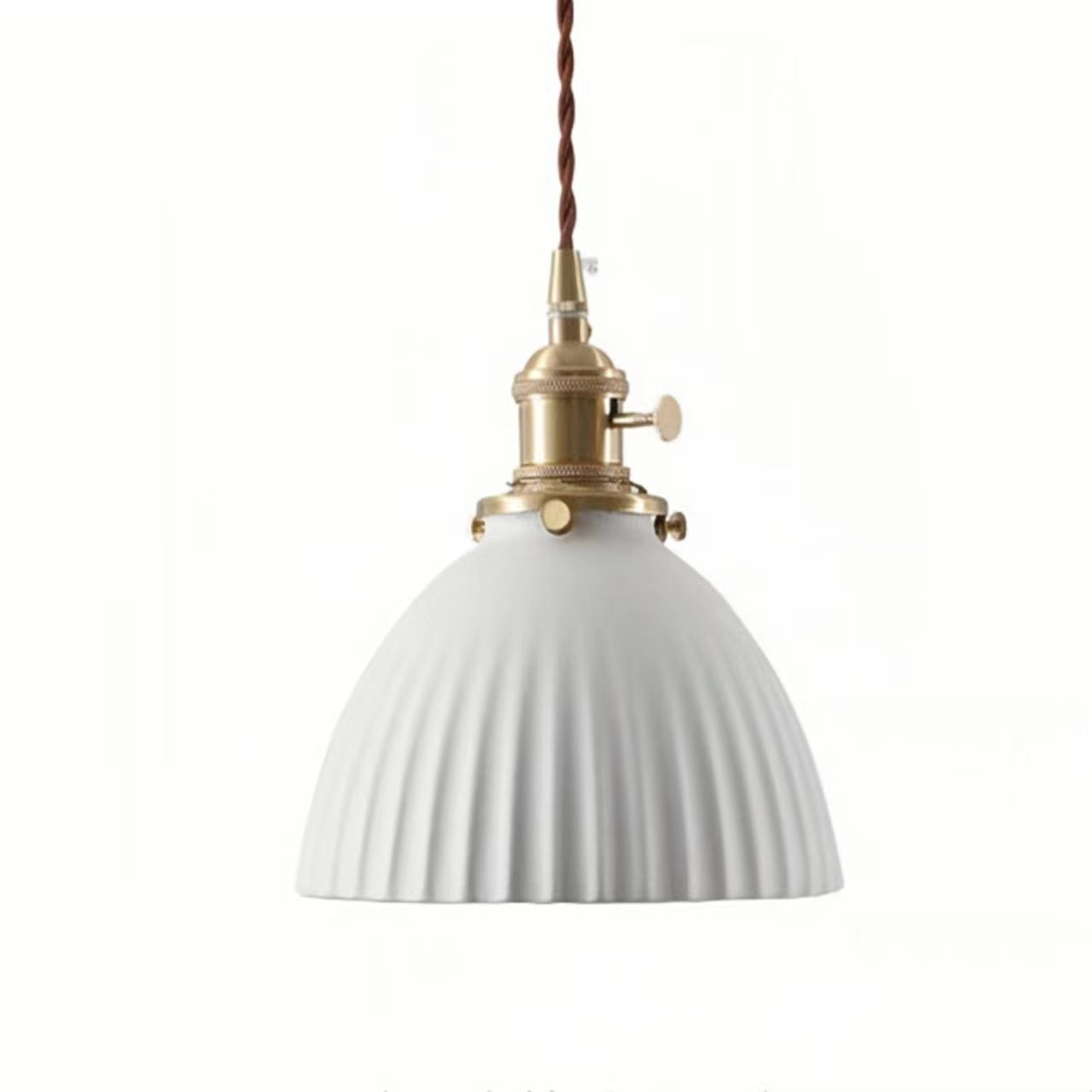 Classic Pleated White Ceramic Pendant Light