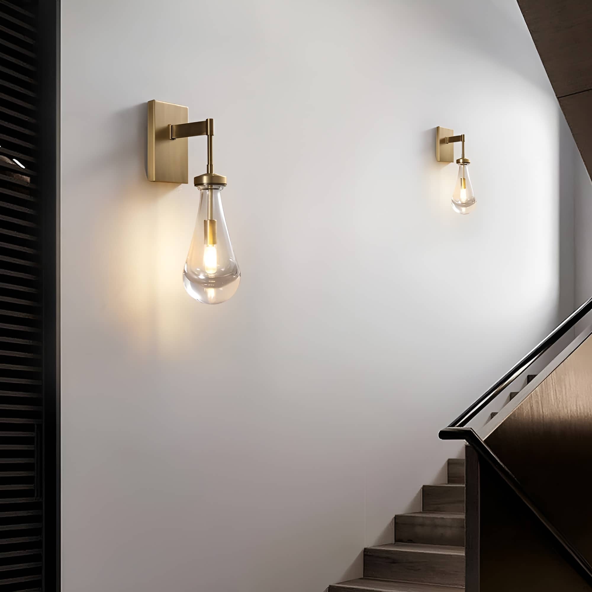 Raindrop Crystal Vintage Brass Wall Light