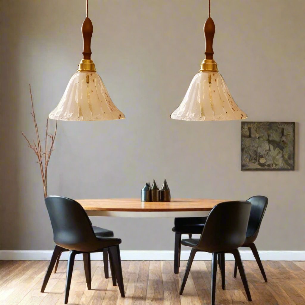 Retro American Style Walnut Glass Pendant light