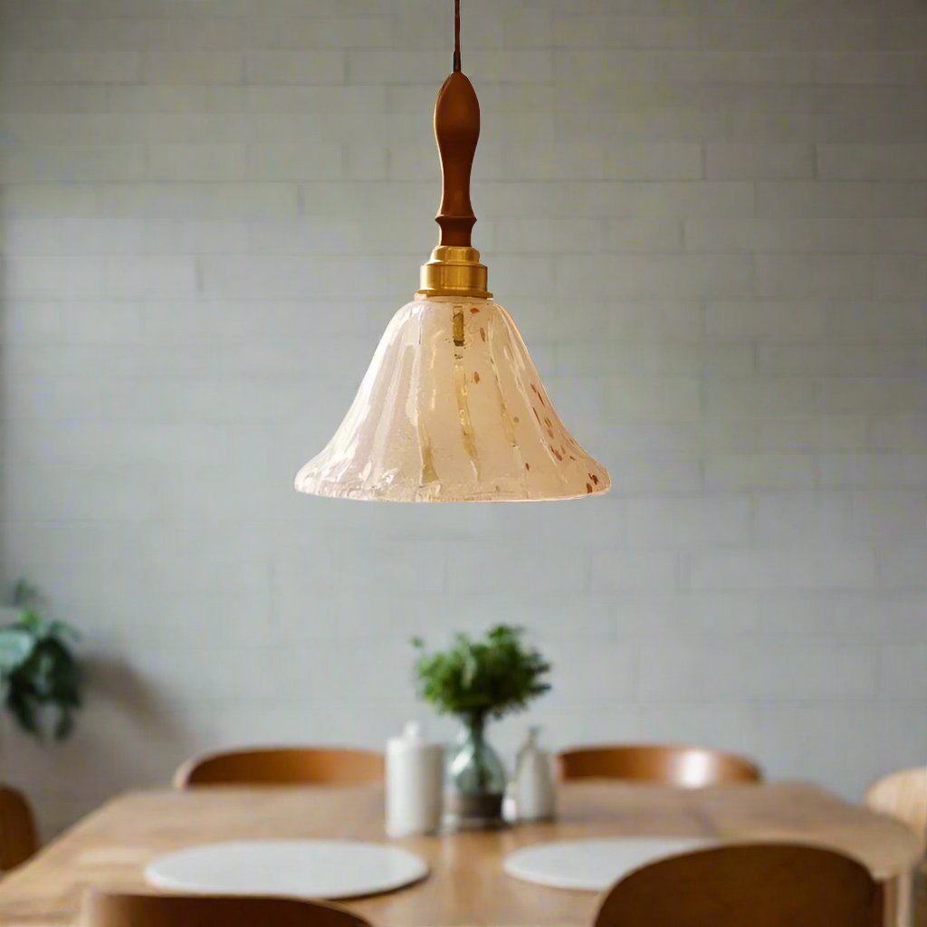 Retro American Style Walnut Glass Pendant light