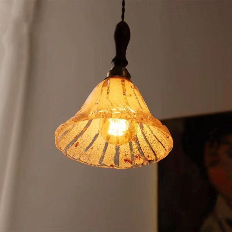 Retro American Style Walnut Glass Pendant light
