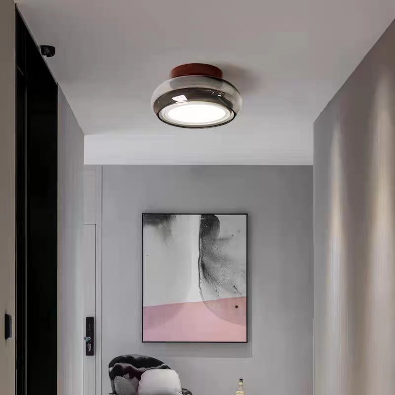 Retro Bauhaus Amber Glass Ceiling Light