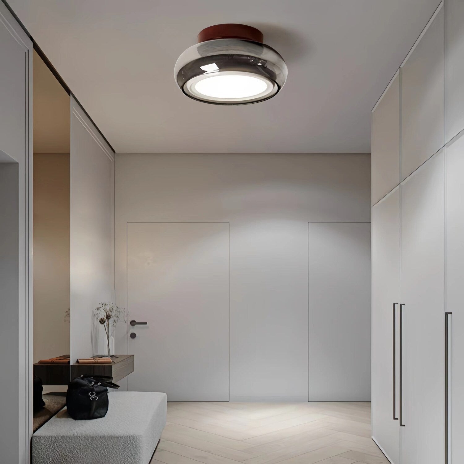 Retro Bauhaus Amber Glass Ceiling Light