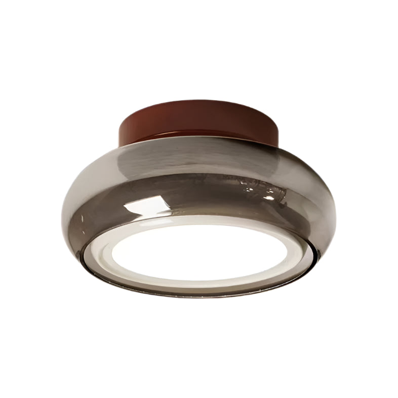 Retro Bauhaus Amber Glass Ceiling Light