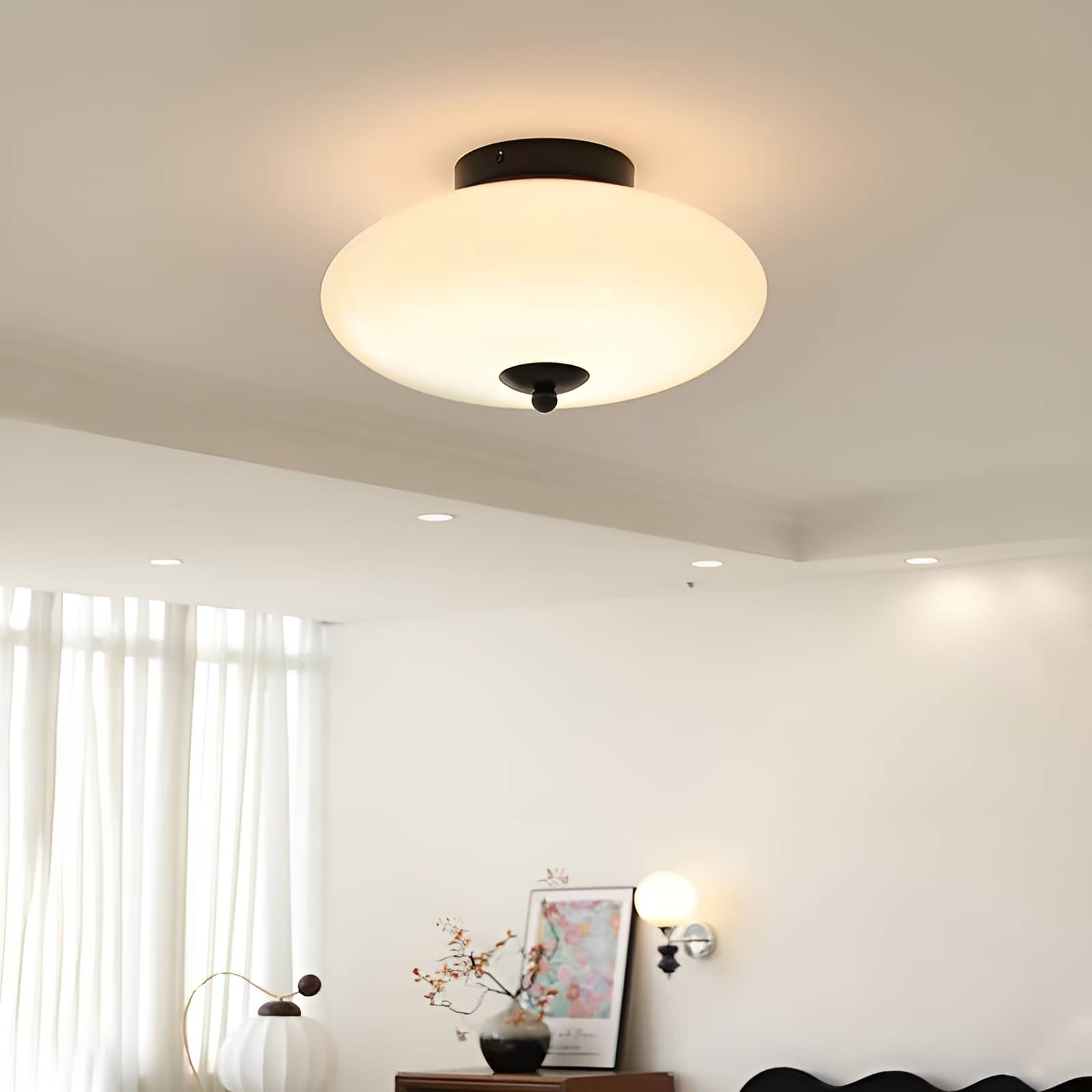 Retro Bauhaus Dome Glass Ceiling Light
