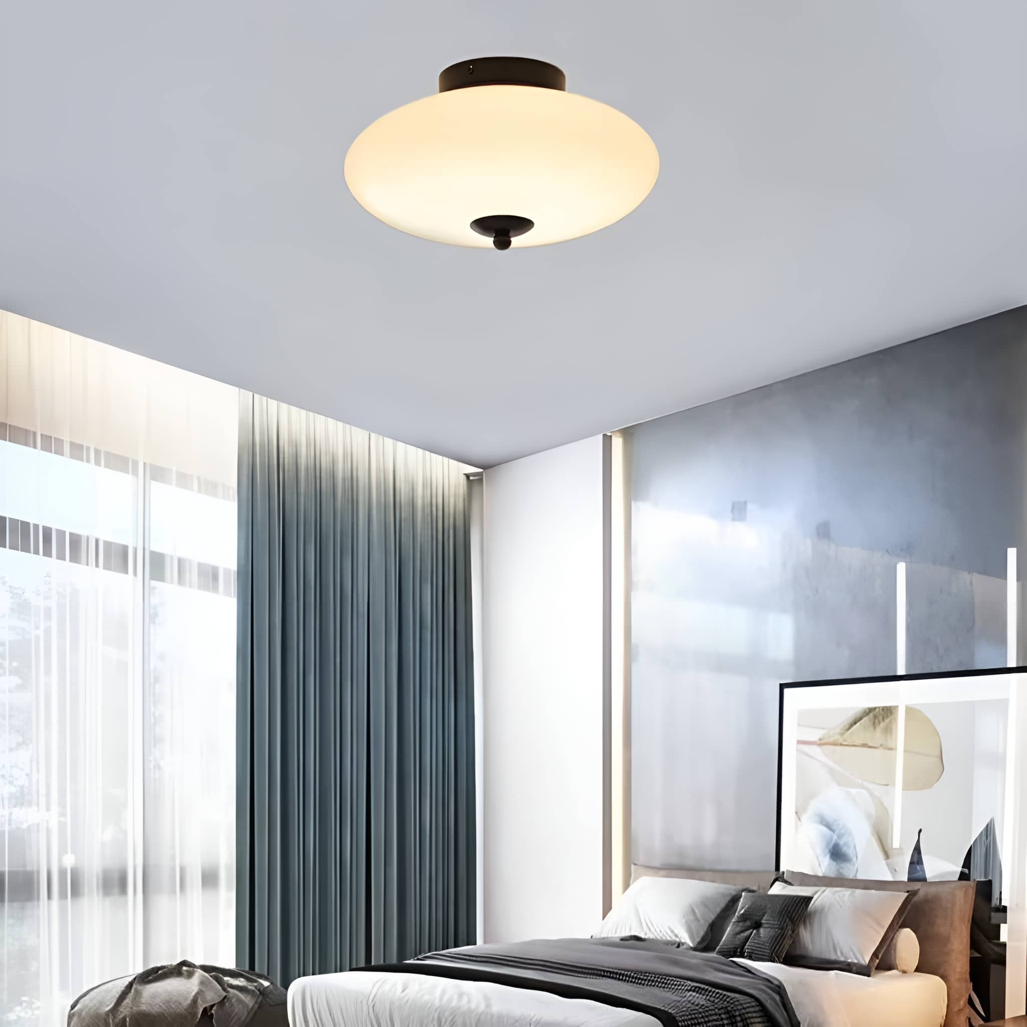Retro Bauhaus Dome Glass Ceiling Light