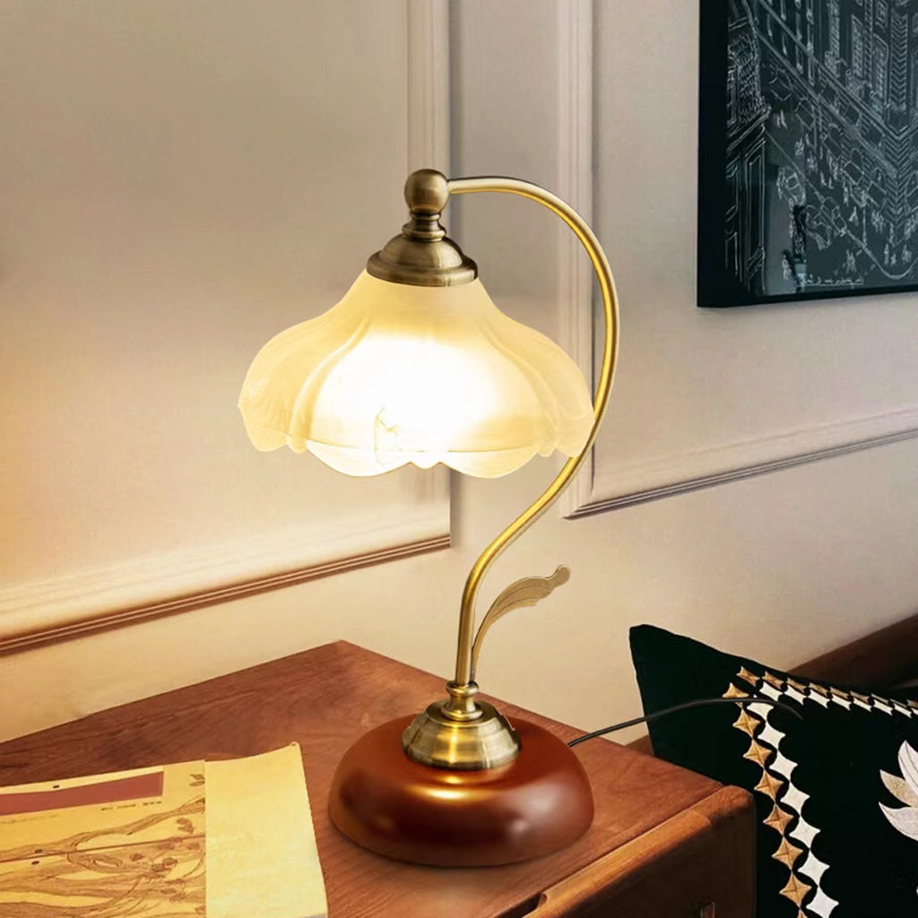 Antique Classic Glass Flower Table Lamp