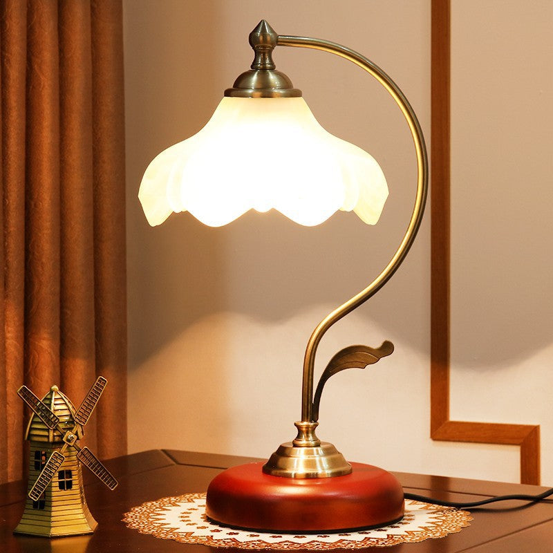 Antique Classic Glass Flower Table Lamp
