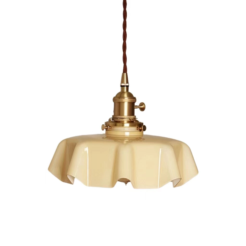 Retro Cream Flower Glass Pendant Light