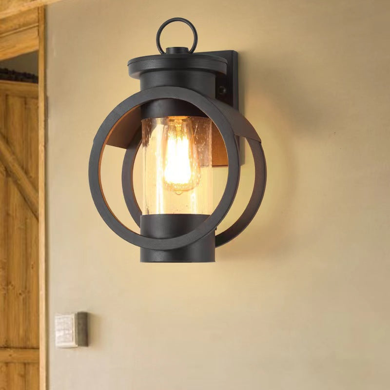 Retro Ring Frame Black Outdoor Wall Light