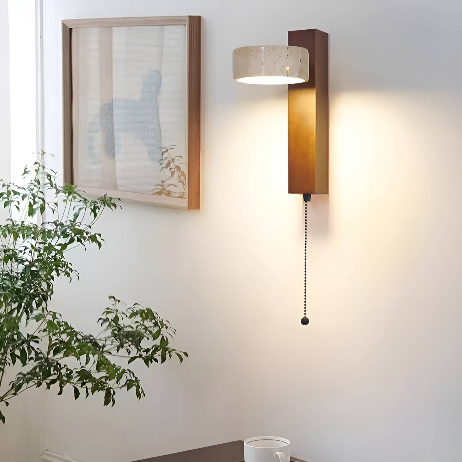 Retro Rotatable Natural Wooden Wall Light