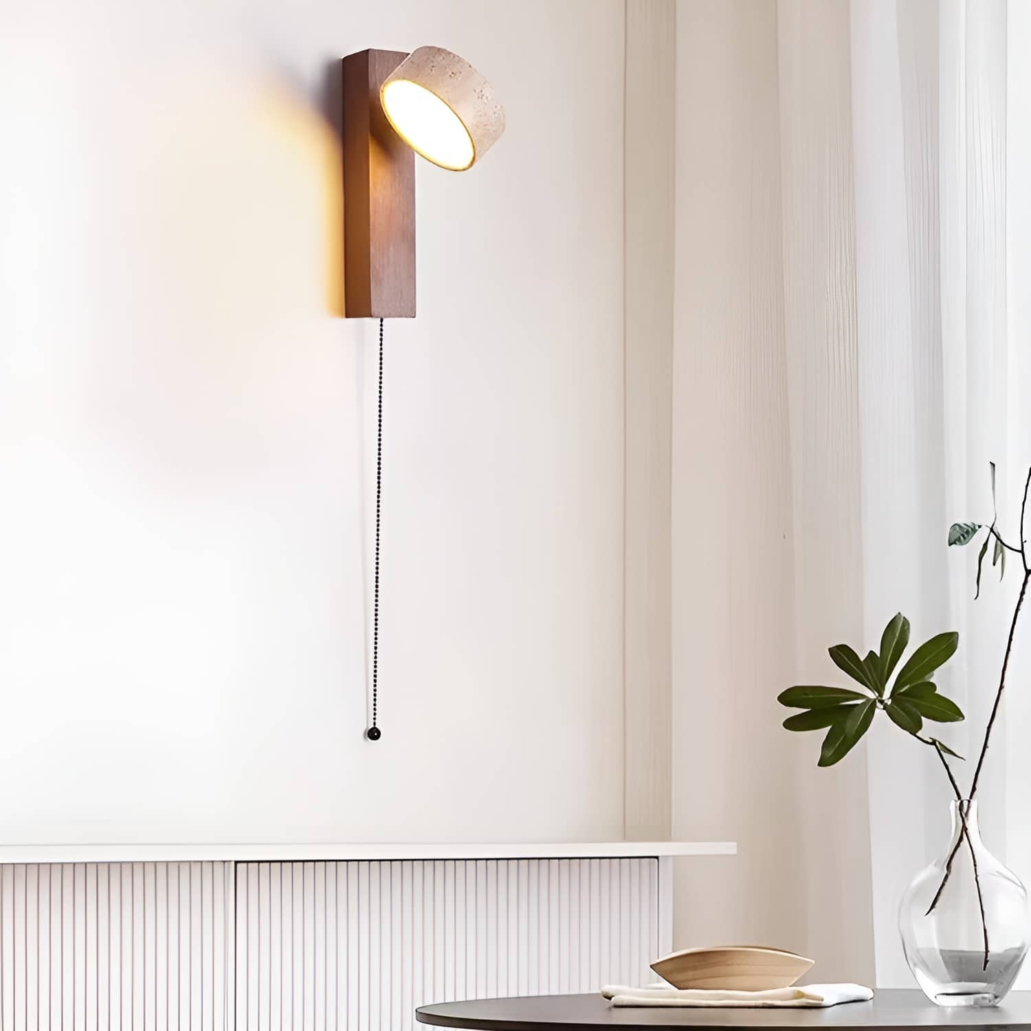Retro Rotatable Natural Wooden Wall Light