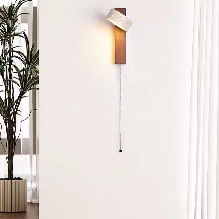 Retro Rotatable Natural Wooden Wall Light