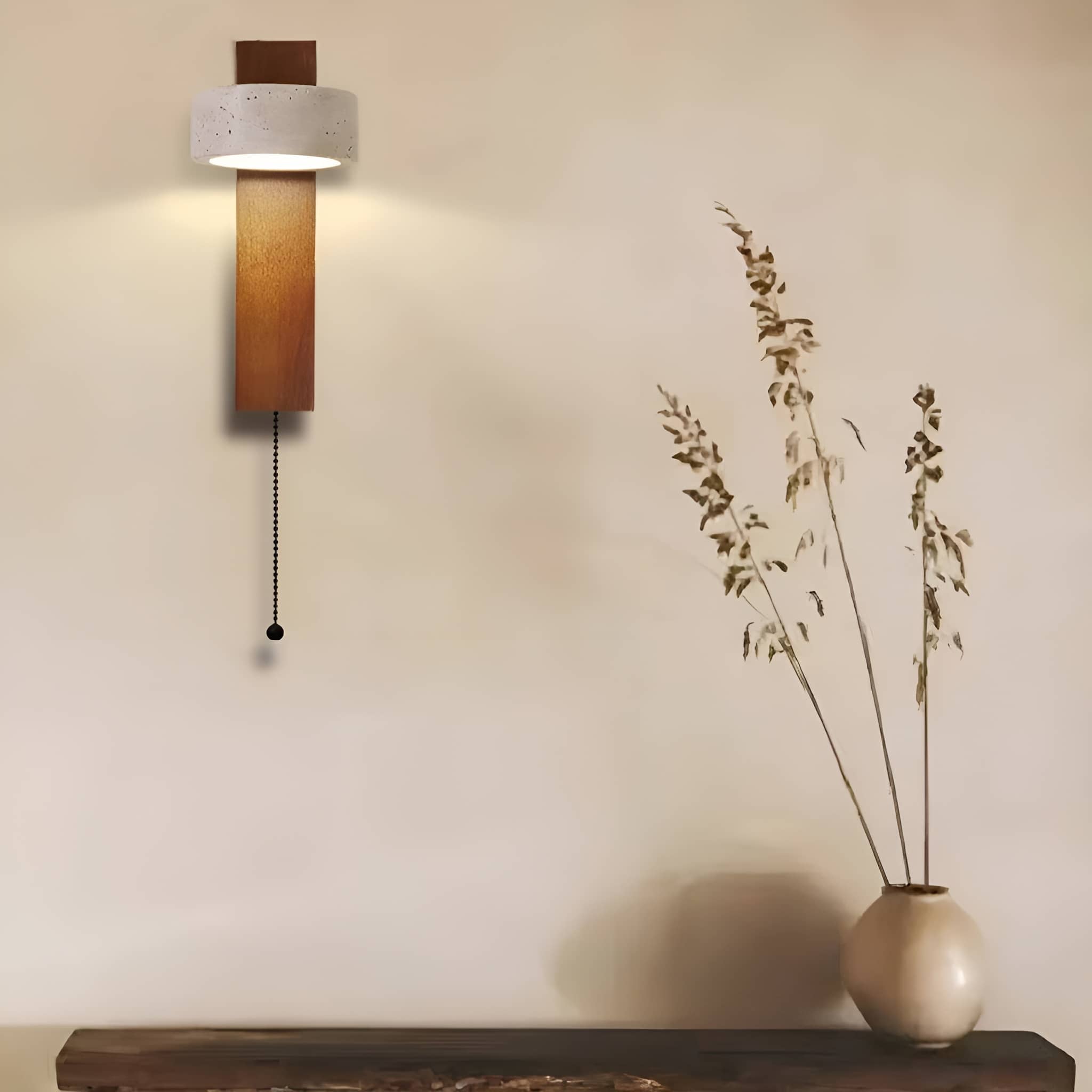 Retro Rotatable Natural Wooden Wall Light