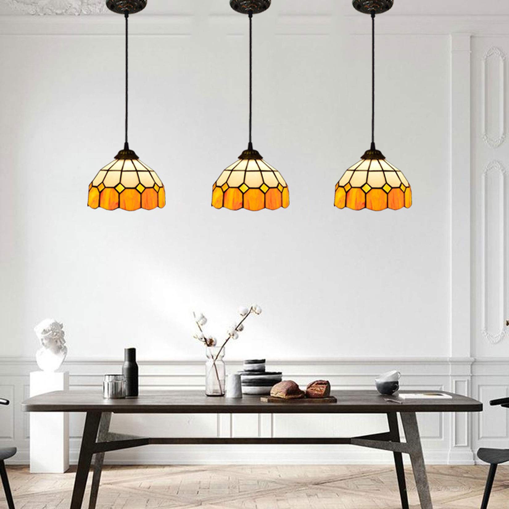 Retro Tiffany Stained Glass Pendant Light