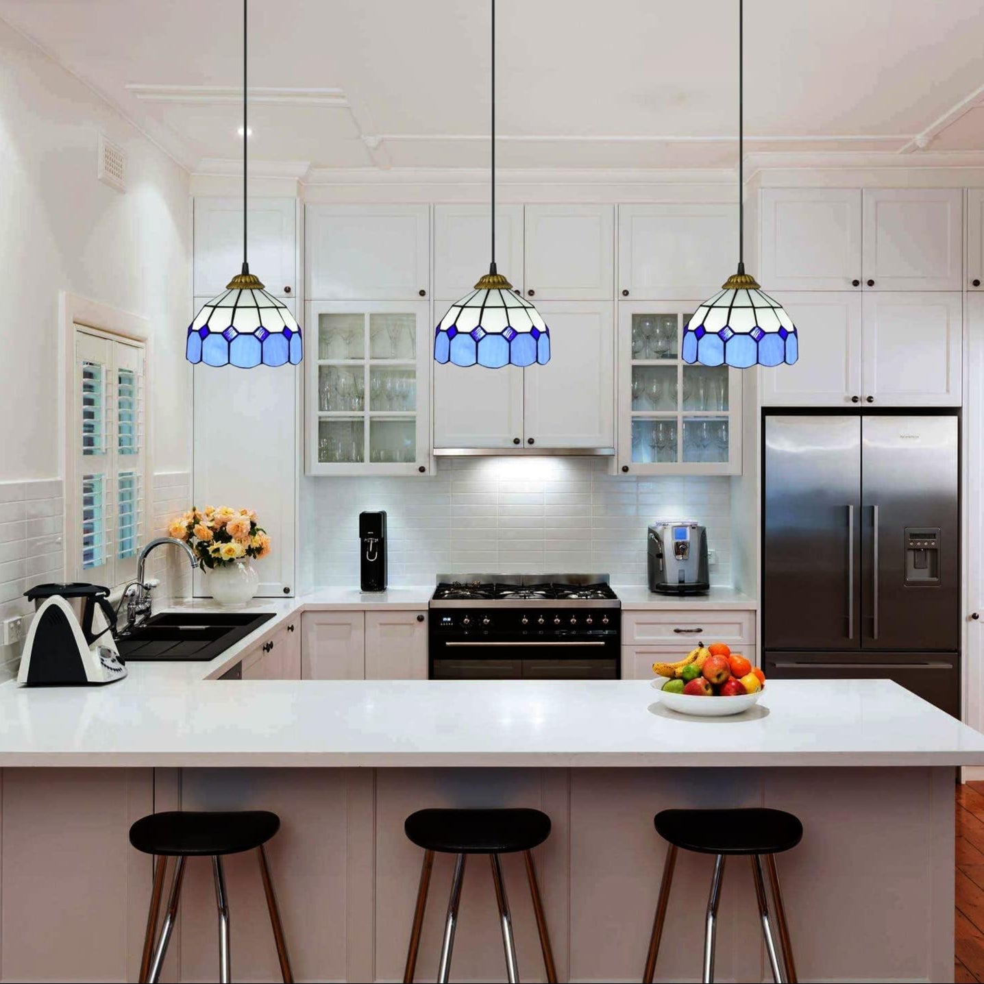 Retro Tiffany Stained Glass Pendant Light