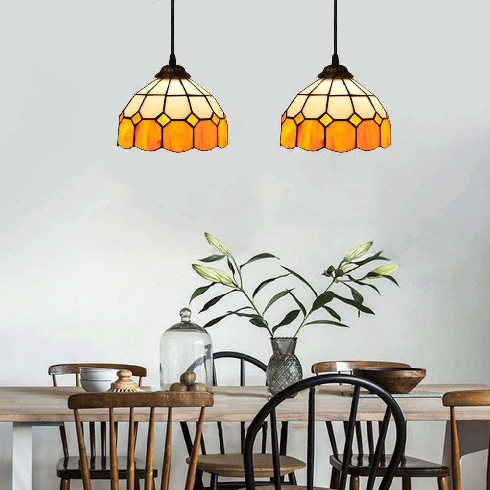 Retro Tiffany Stained Glass Pendant Light