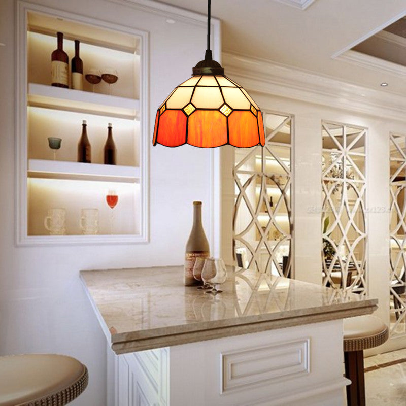 Retro Tiffany Stained Glass Pendant Light