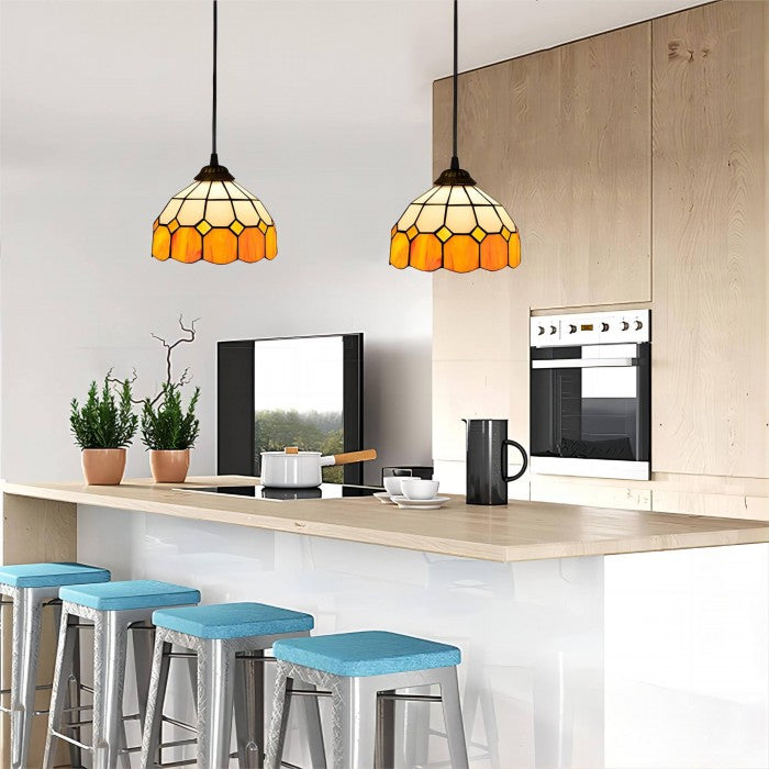 Retro Tiffany Stained Glass Pendant Light