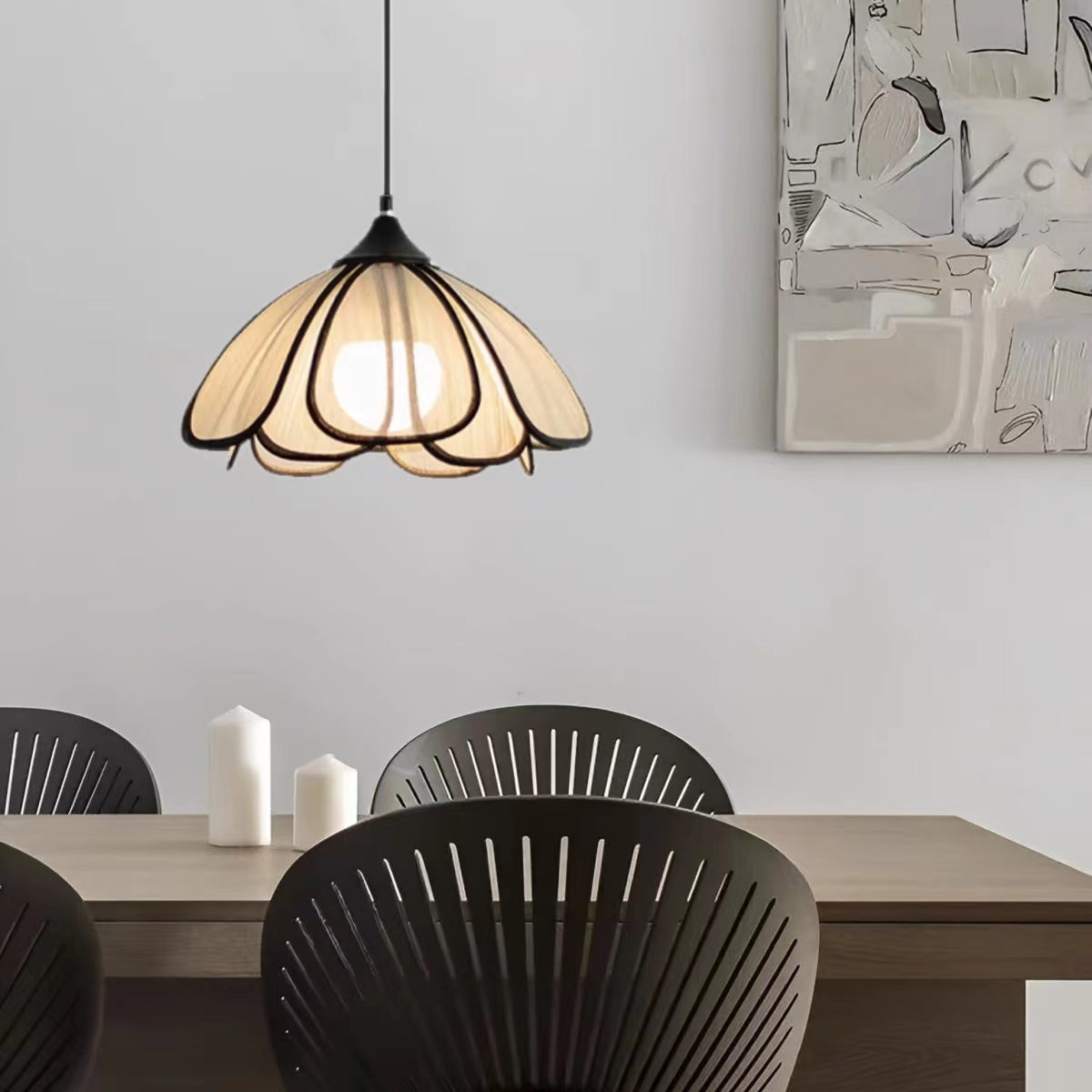 Rustic Handwoven Rattan Flower Pendant Light