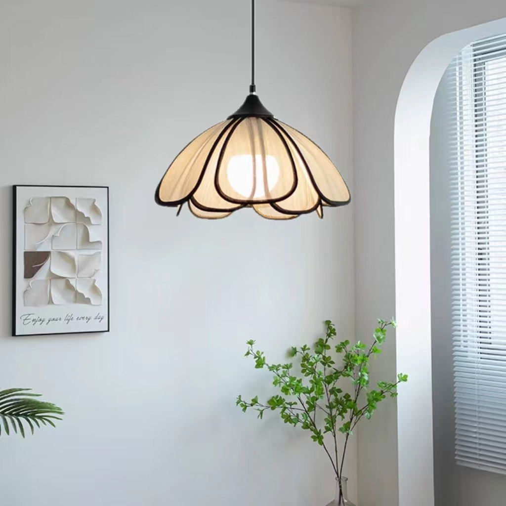 Rustic Handwoven Rattan Flower Pendant Light