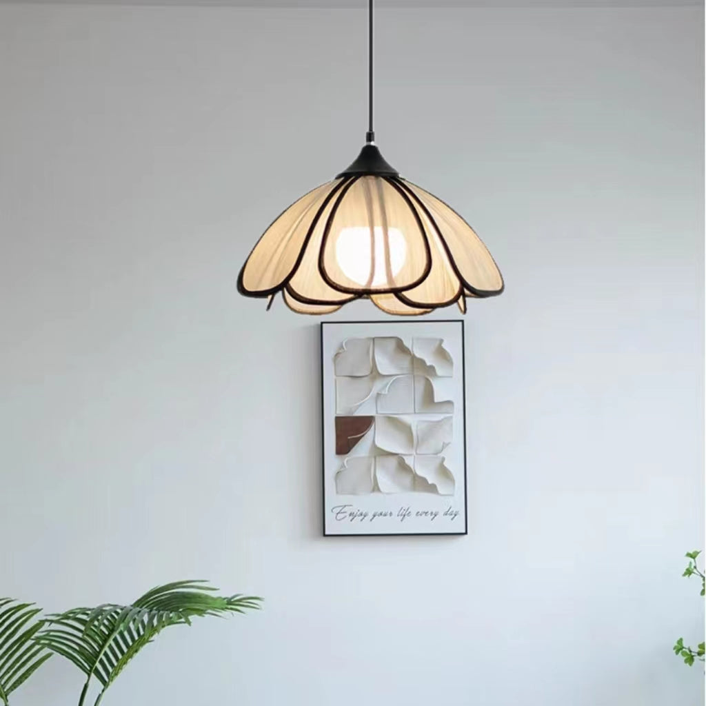 Rustic Handwoven Rattan Flower Pendant Light
